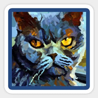 Stoic Cat Painted in the Style of Van Gogh Sticker